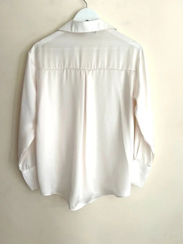 Zara 🌸 Zara Satin Cream Ivory Button Up Shirt Blouse Smart Casual Office XS UK 6 8 - 1