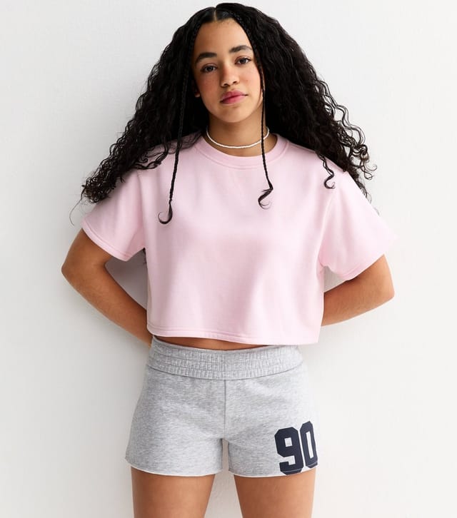 New Look Girls' Light Pink Short Sleeve Sweatshirt Top New Look - 2