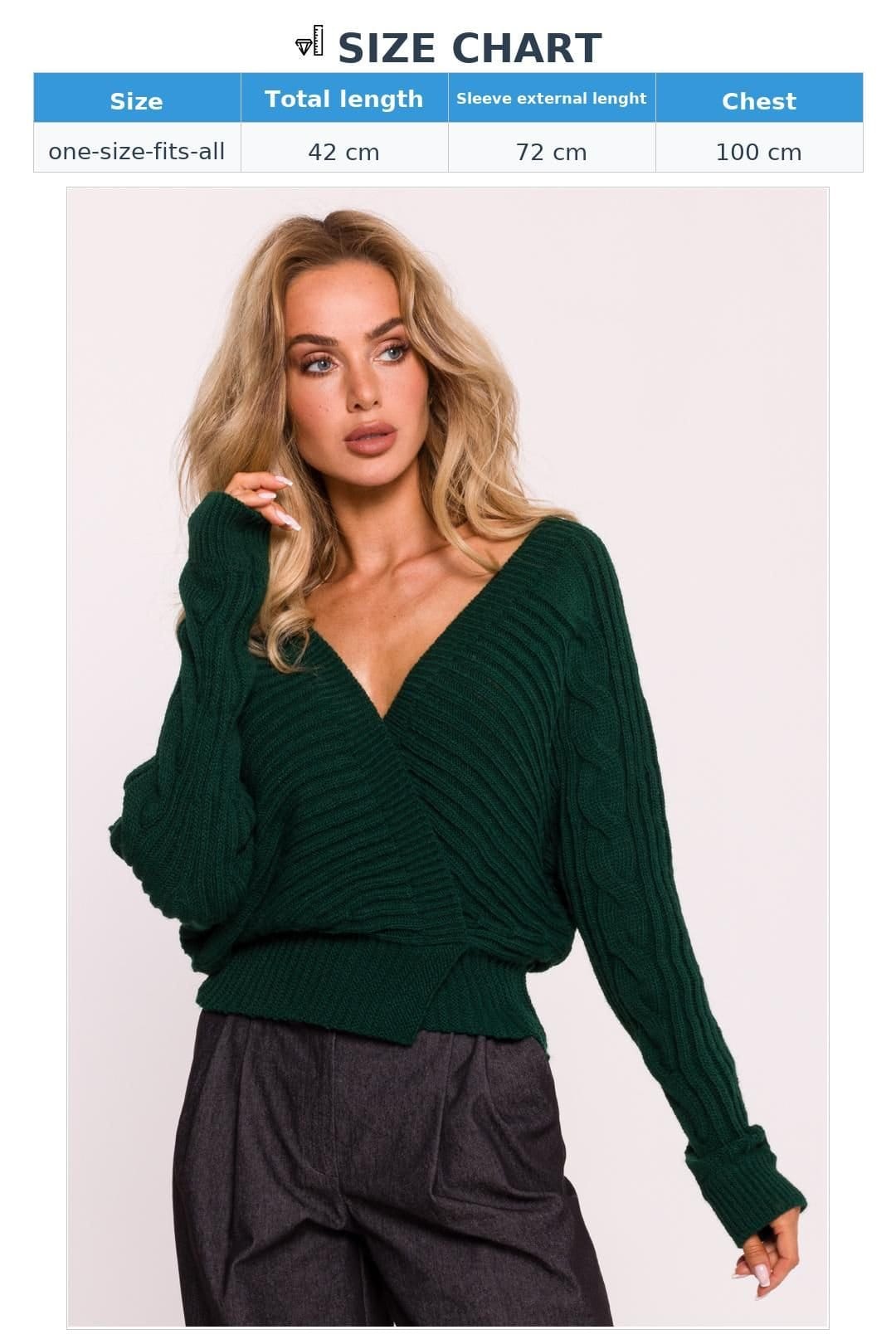 Love Lace Love Lace Women's Striped Wrap Over Short Knit Sweater in Green - 4