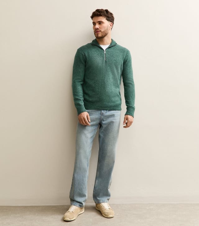 Only and Sons Men's Dark Green Regular Brushed Half Zip Jumper Only and Sons New Look - 3