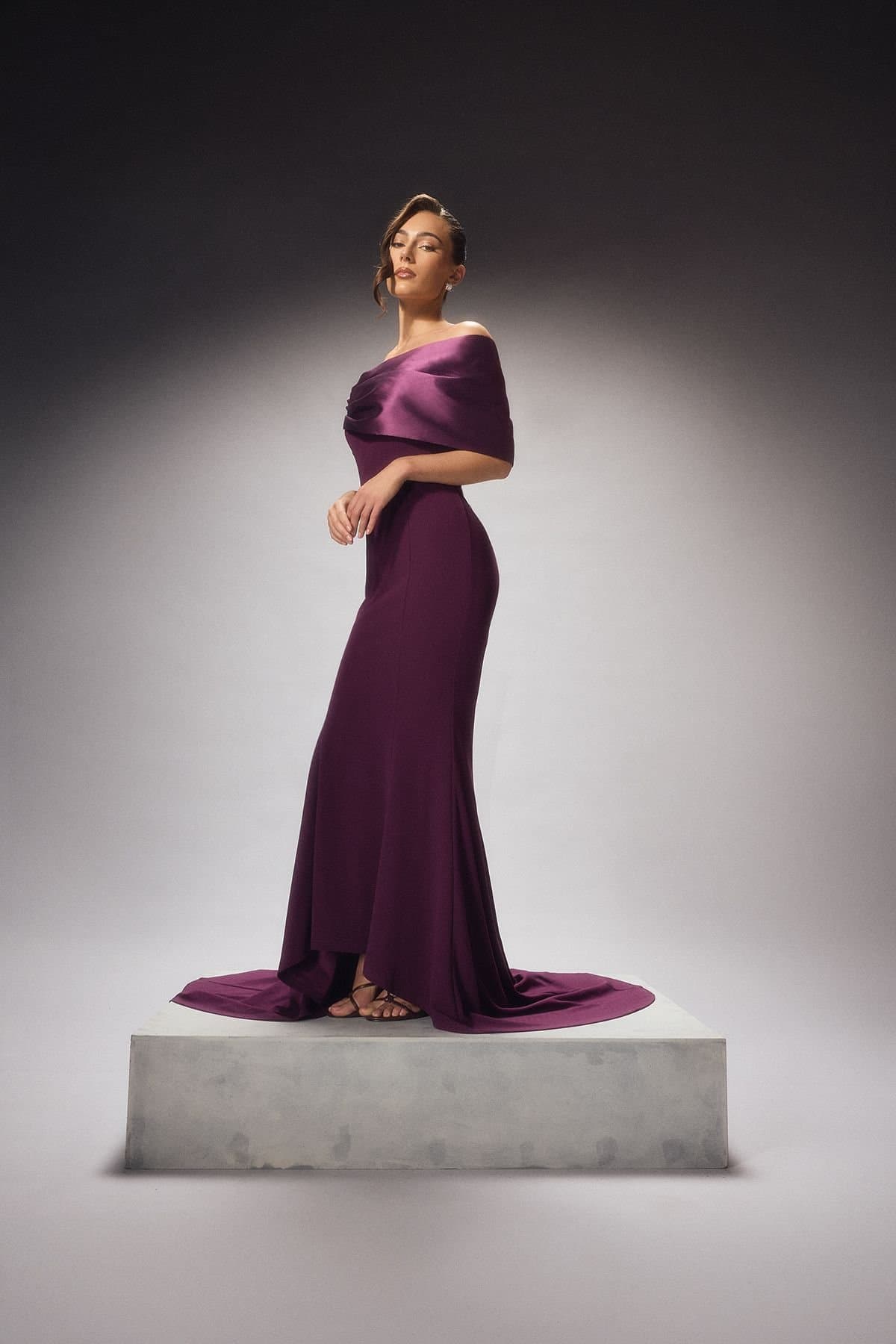 Coast Coast Women's Couture Exaggerated Bow Maxi Dress With Puddle in Purple