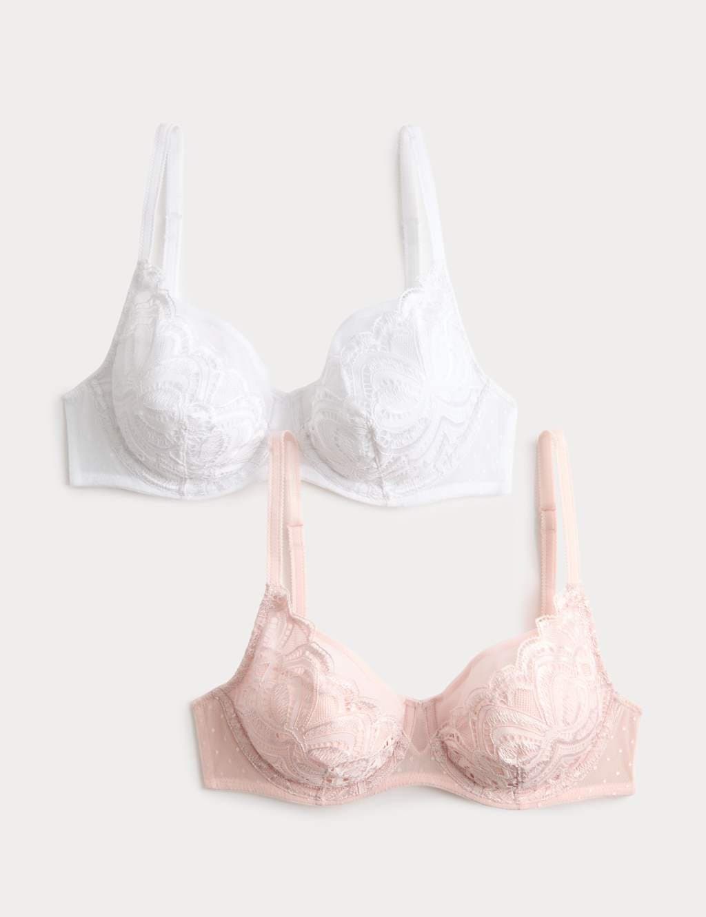 Marks & Spencer M&S 2 Pack Amelia Natural Lift™ Lace Wired Bras (A-E) Light Pink Mix
