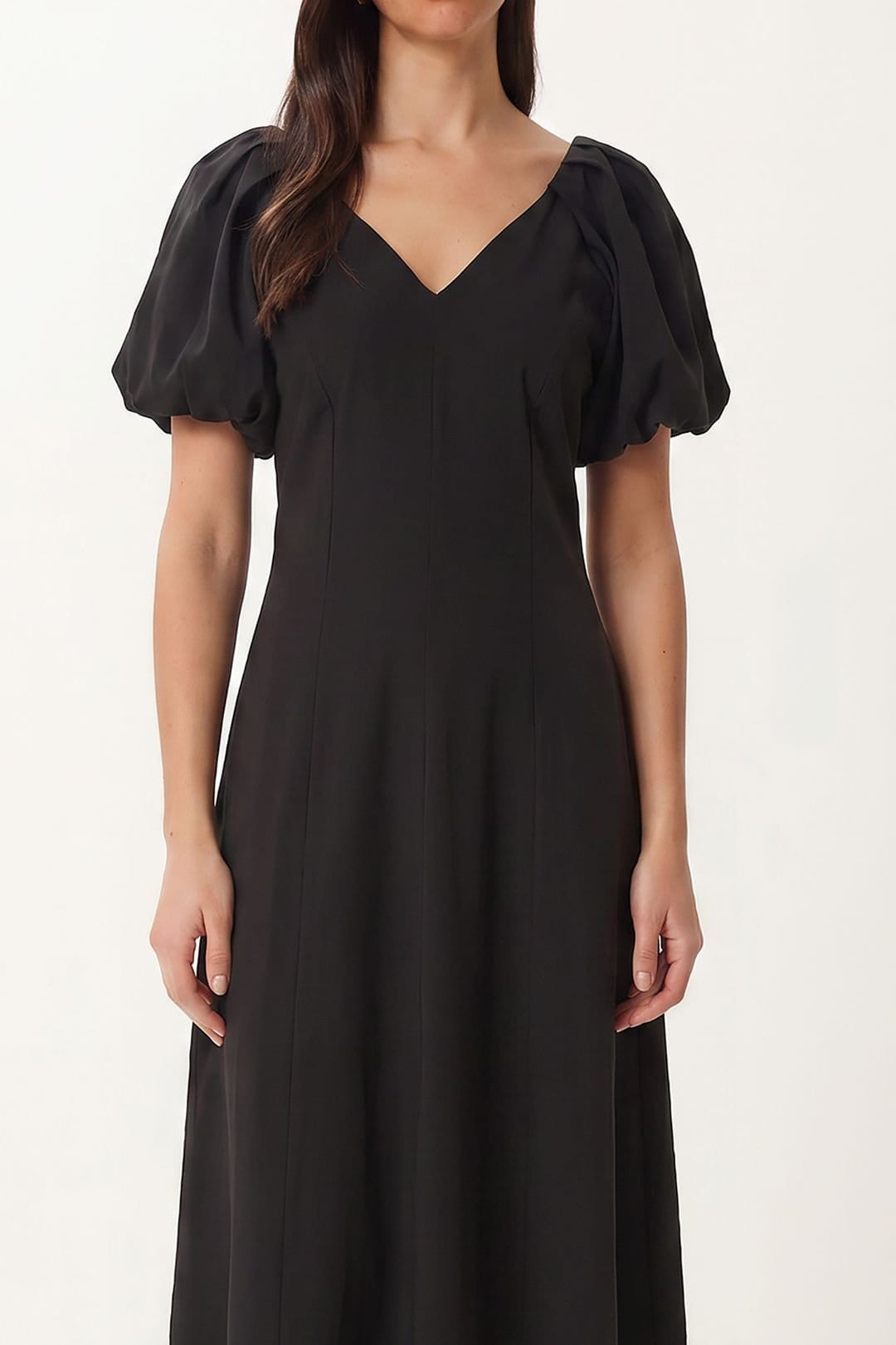 Happiness Istanbul Happiness Istanbul Women's A-line Midi Dress With V-neck in Black - 4