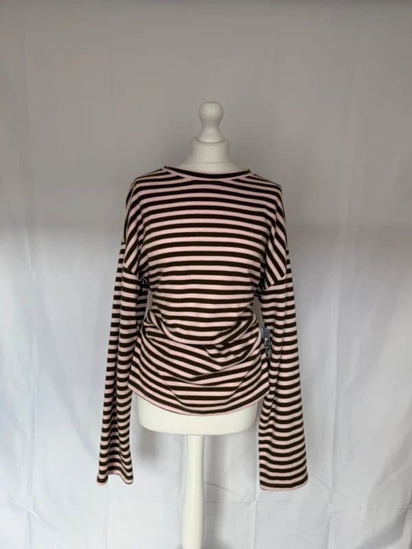 ASOS Design Asos Design Corset Waist Long Sleeve Rushed Top Size Large (16-18) New With Tags