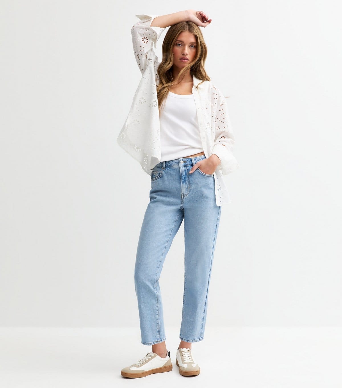 New Look Pale Blue Light Wash High-Rise Straight Leg Jeans