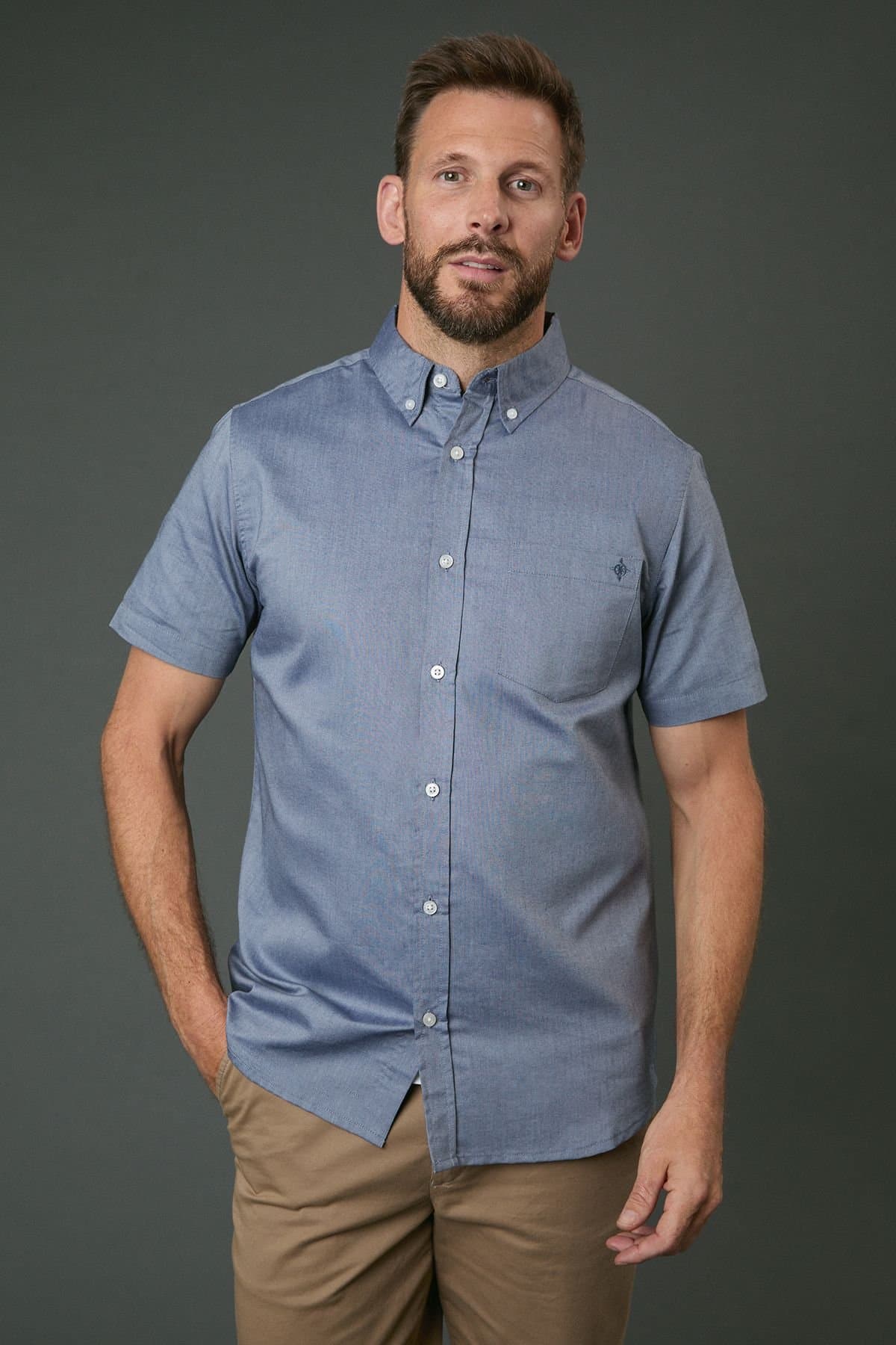 Maine Maine Men's Navy Oxford Short Sleeve Shirt