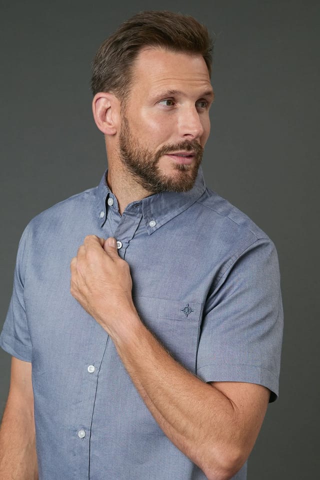 Maine Maine Men's Navy Oxford Short Sleeve Shirt - 2