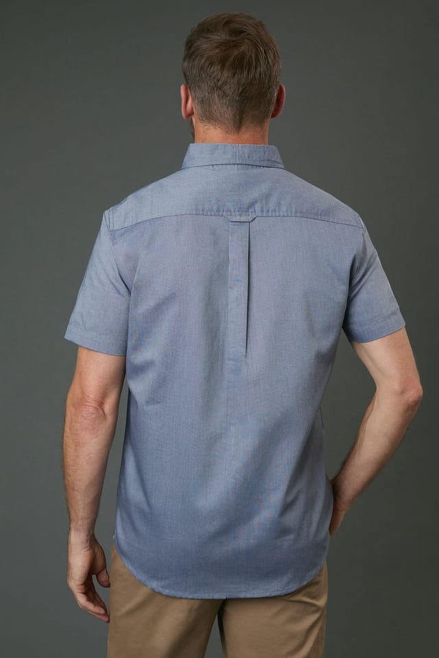 Maine Maine Men's Navy Oxford Short Sleeve Shirt - 3