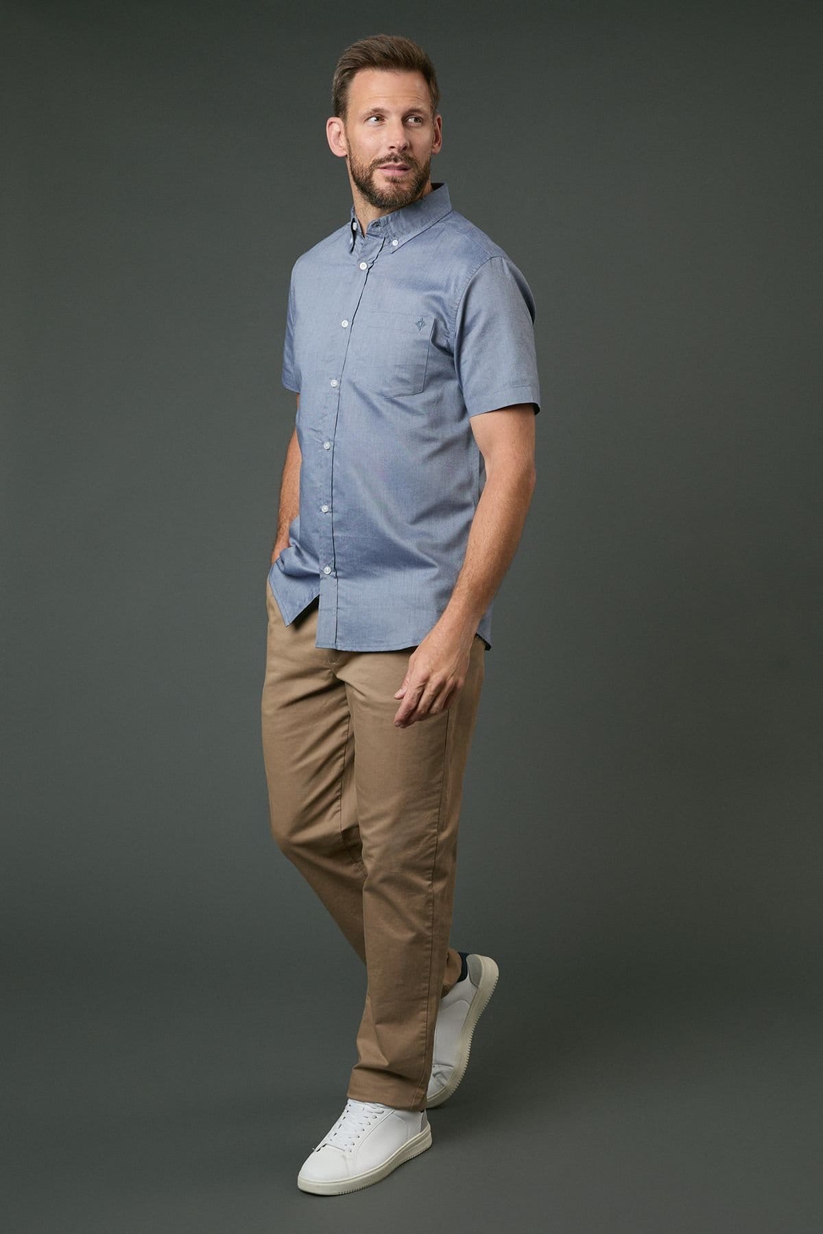 Maine Maine Men's Navy Oxford Short Sleeve Shirt - 4