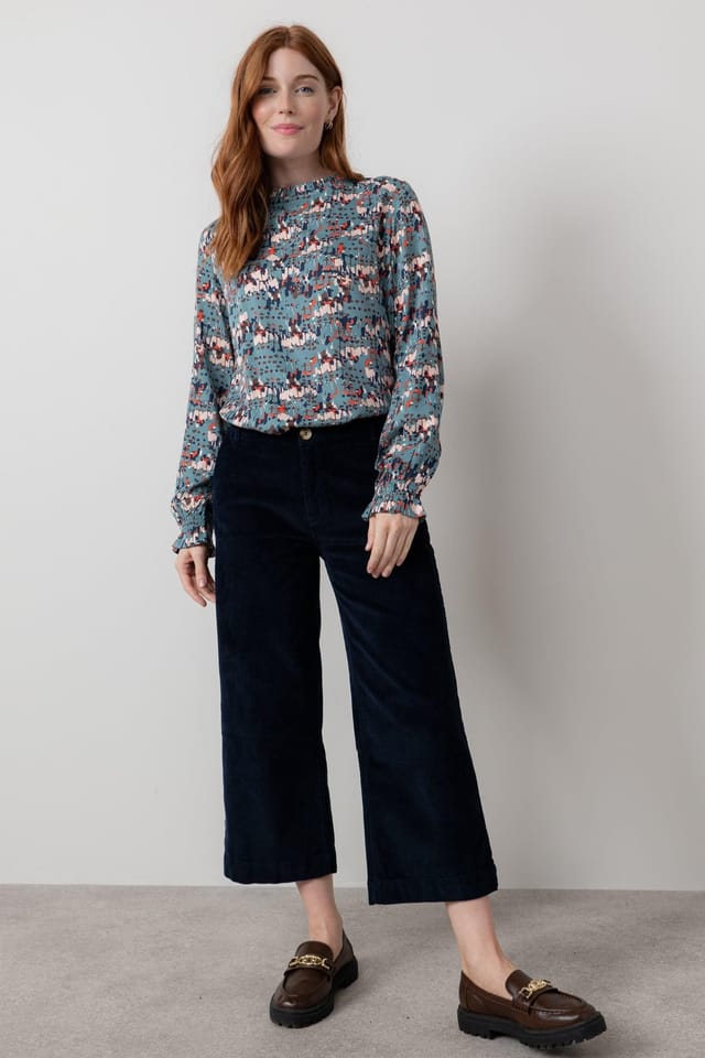 Lily & Me Lily & Me Women's Isla Stretch Jumbo Cord Cropped Trousers in Navy - 3