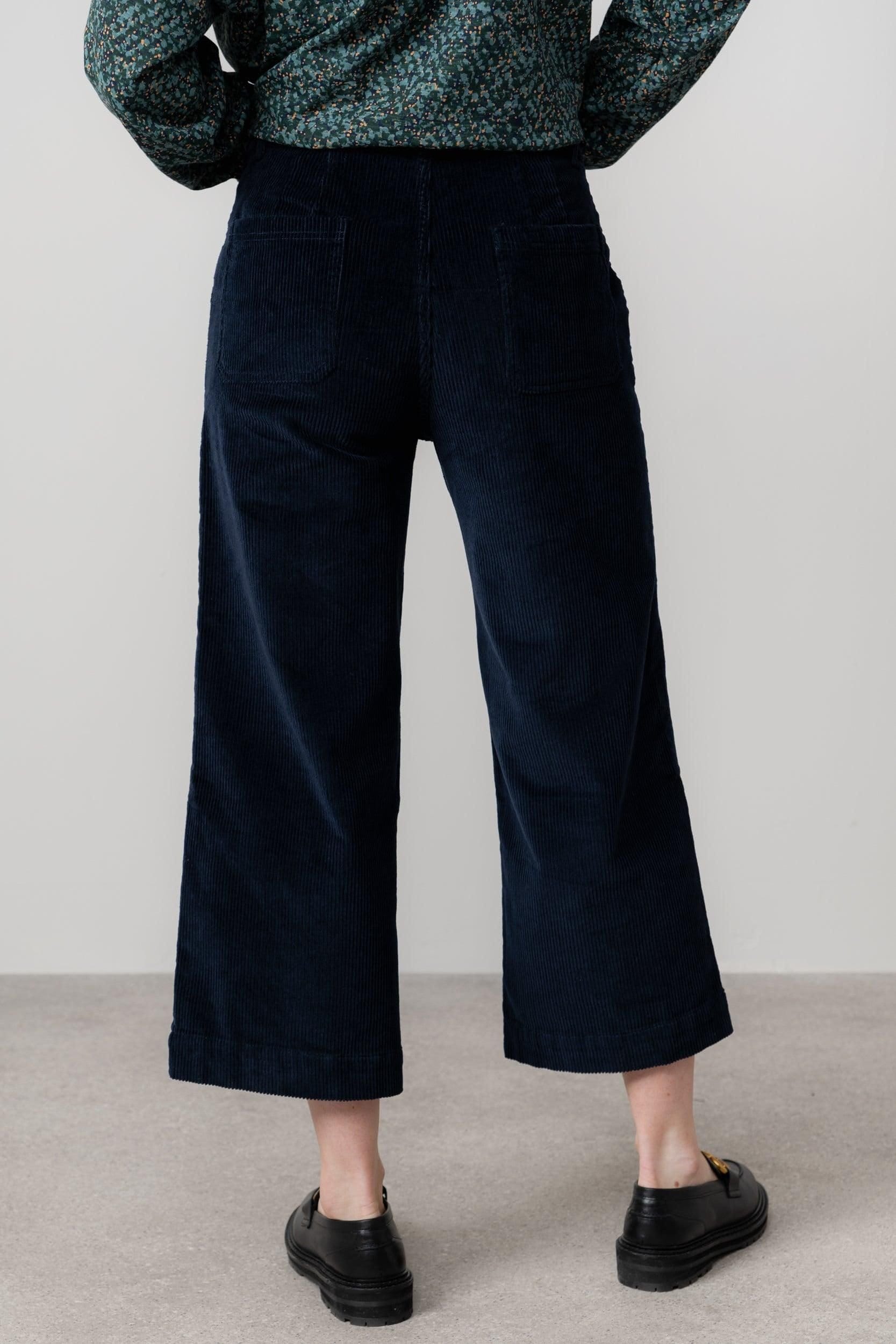Lily & Me Lily & Me Women's Isla Stretch Jumbo Cord Cropped Trousers in Navy - 4