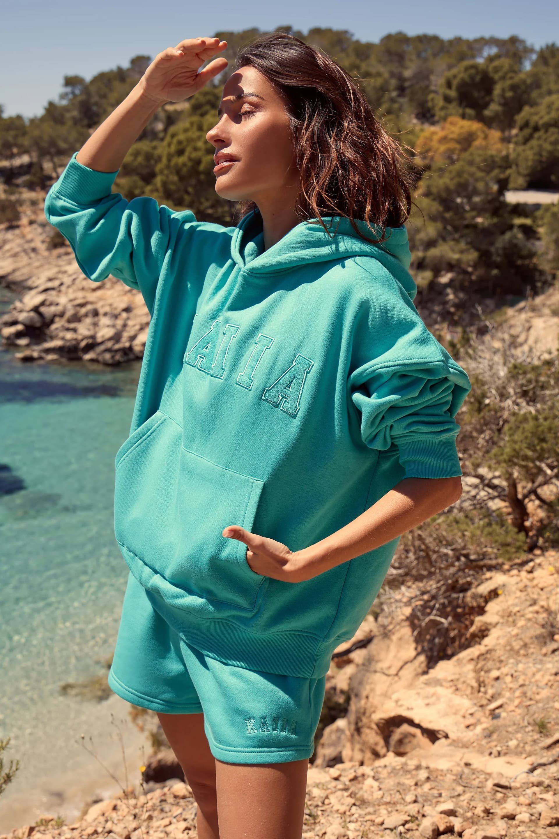 Kaiia Kaiia Logo Mini Shorts Turquoise