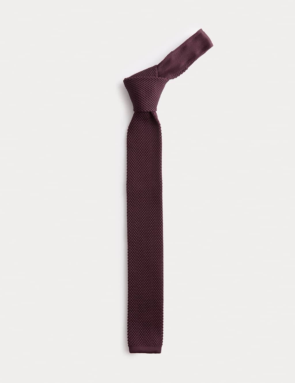 Marks & Spencer M&S Textured Knitted Tie Burgundy