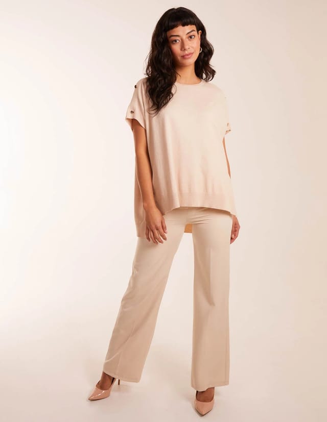 Blue Vanilla Oversized Button Shoulder Top - 3