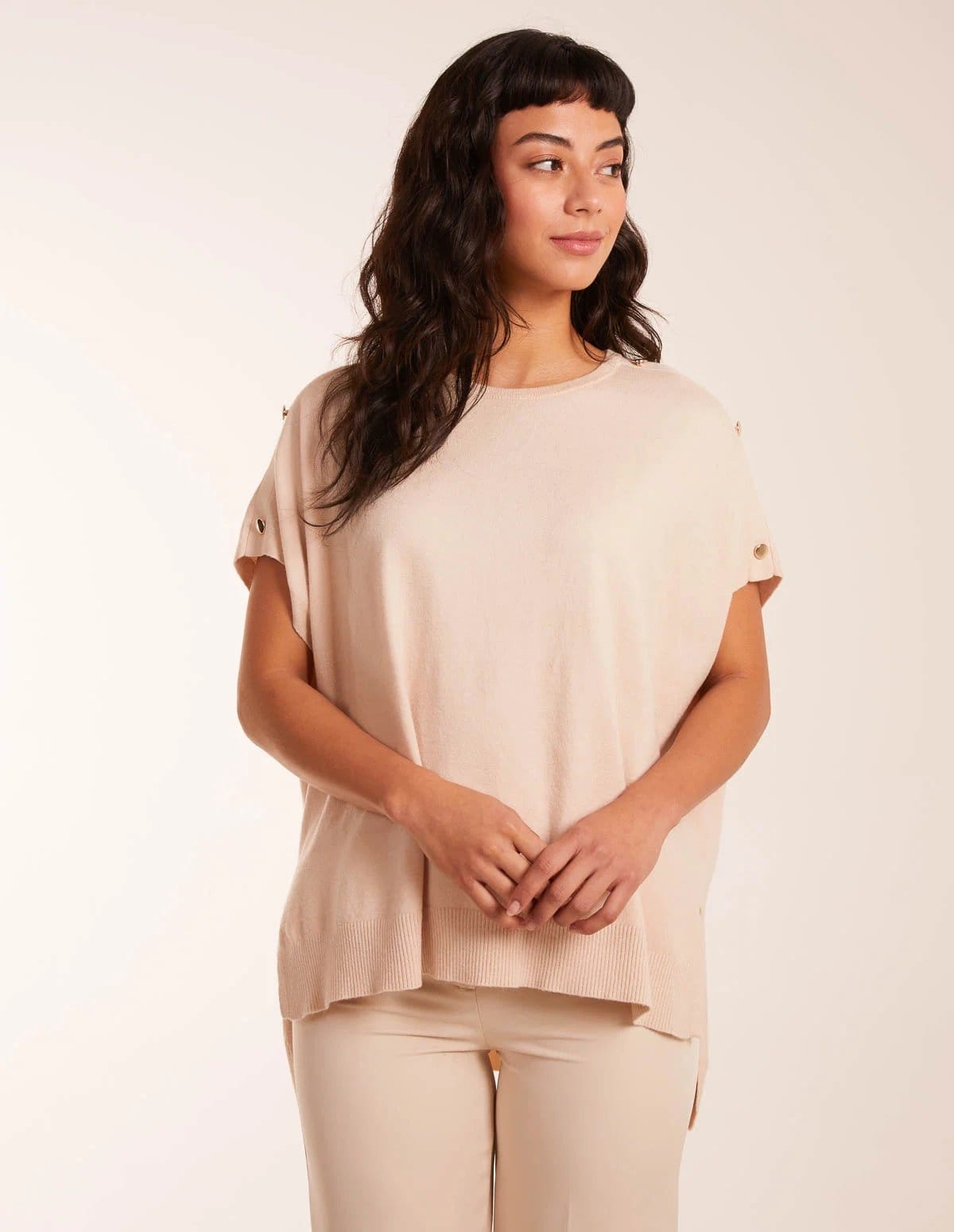Blue Vanilla Oversized Button Shoulder Top - 4