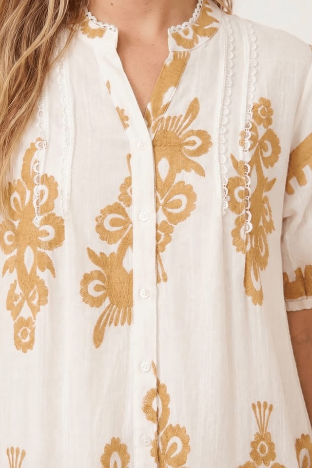 Style Cheat Style Cheat Women's Beige & White Placement Print Mini Dress - 2