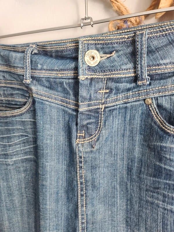 House of Denim Y2K Denim Pencil Skirt with Front Slit Size 12