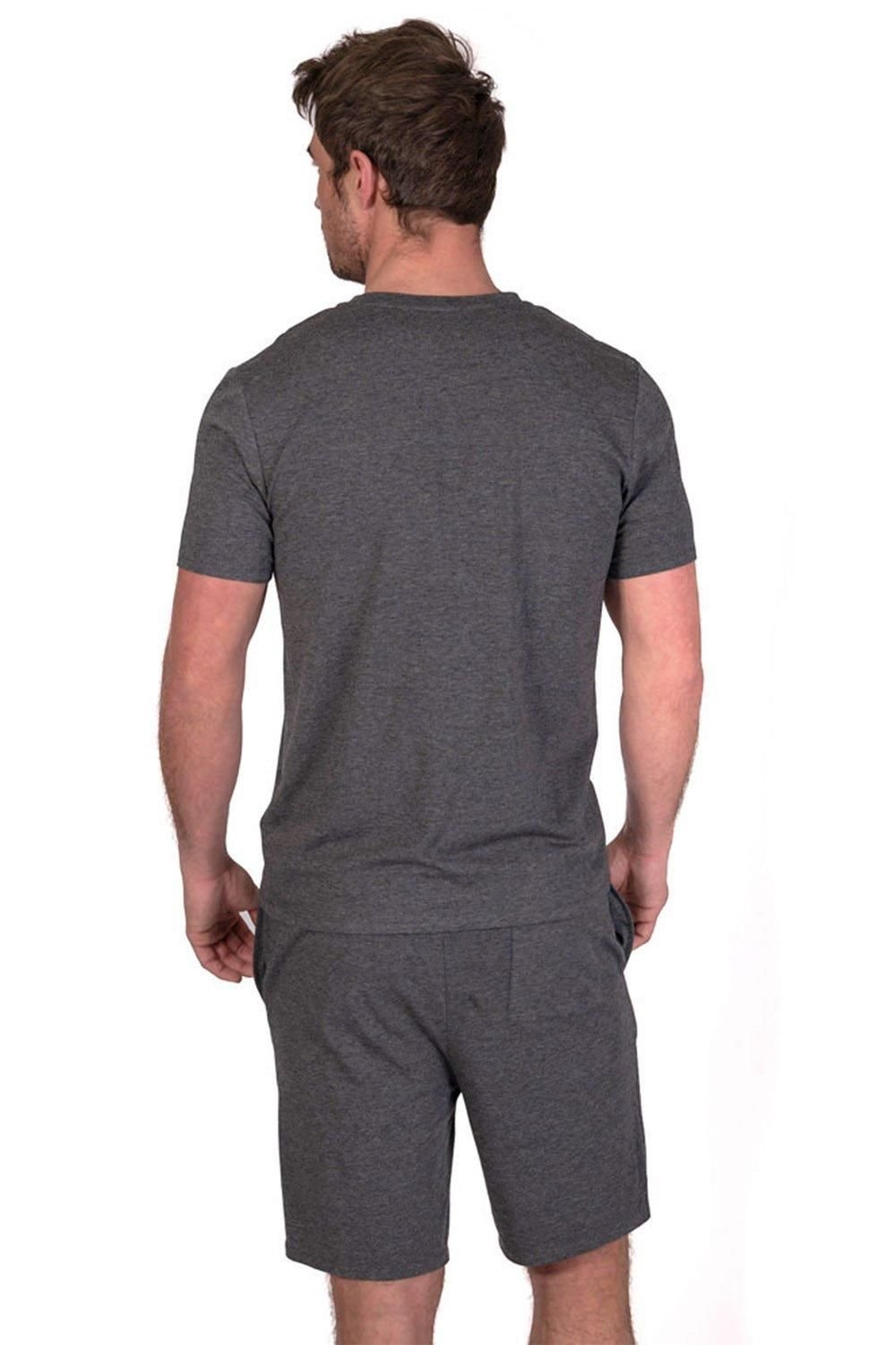 Light & Shade Light & Shade Men's V Neck Tee & Short Pyjama Set in Charcoal - 3