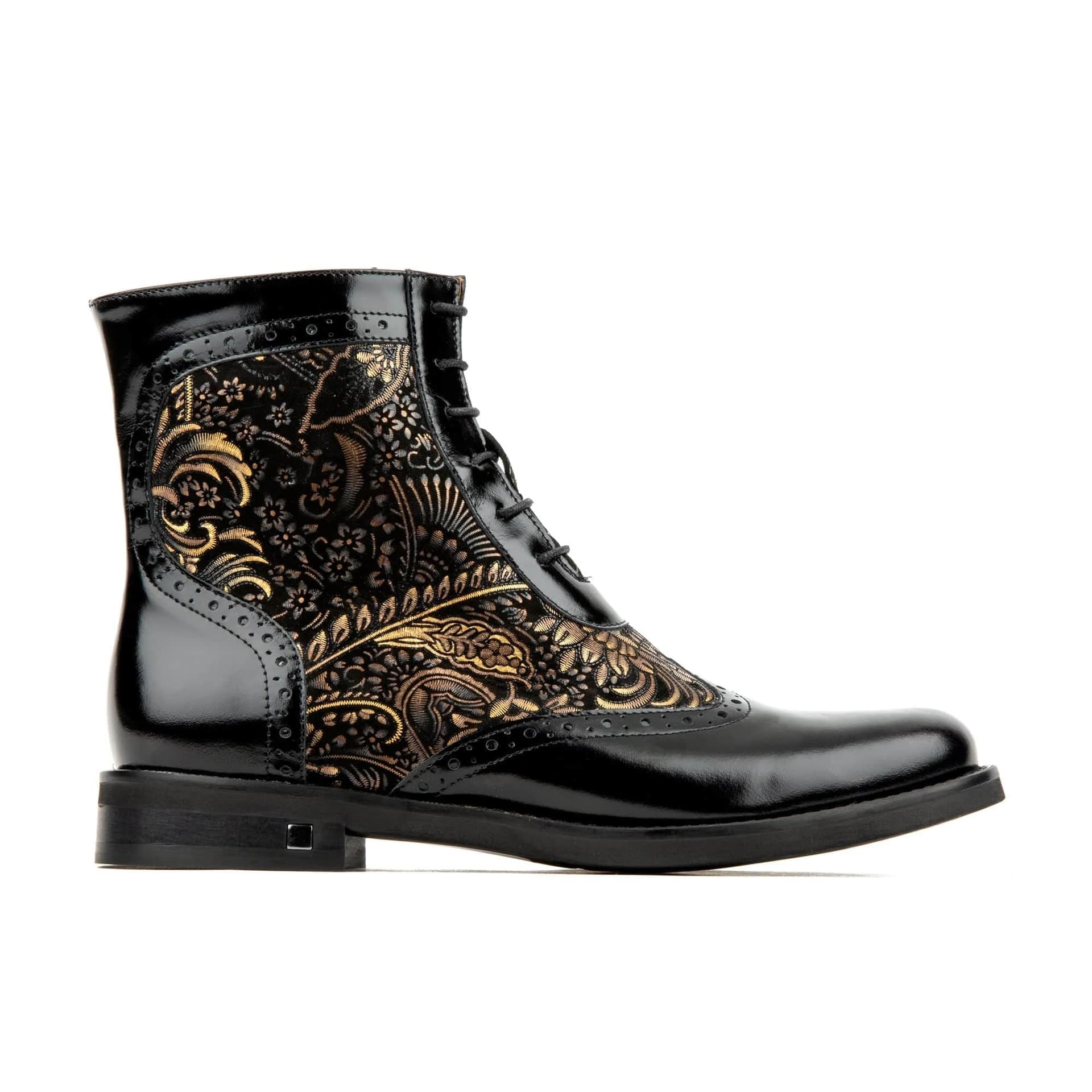 Embassy London Embassy London Black Gold Lace-Up Boots
