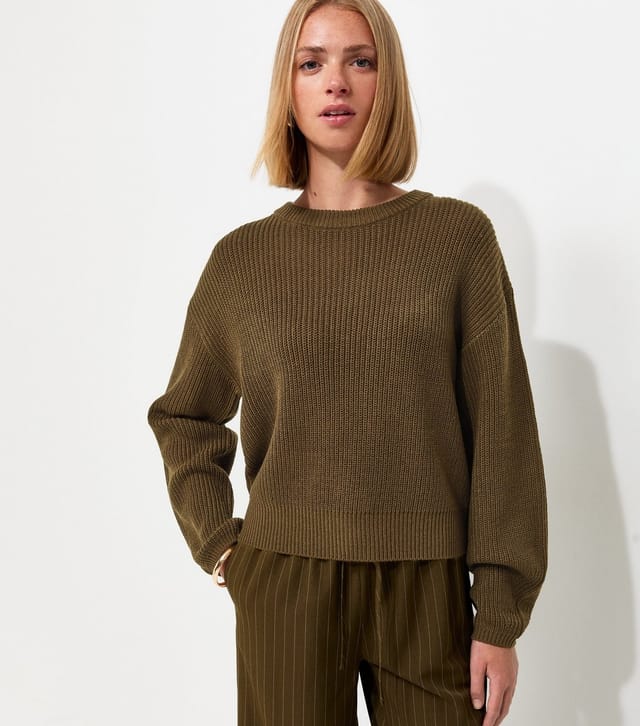 New Look Women's Dark Khaki Ribbed Knit Meet The Jean Jumper New Look - 2