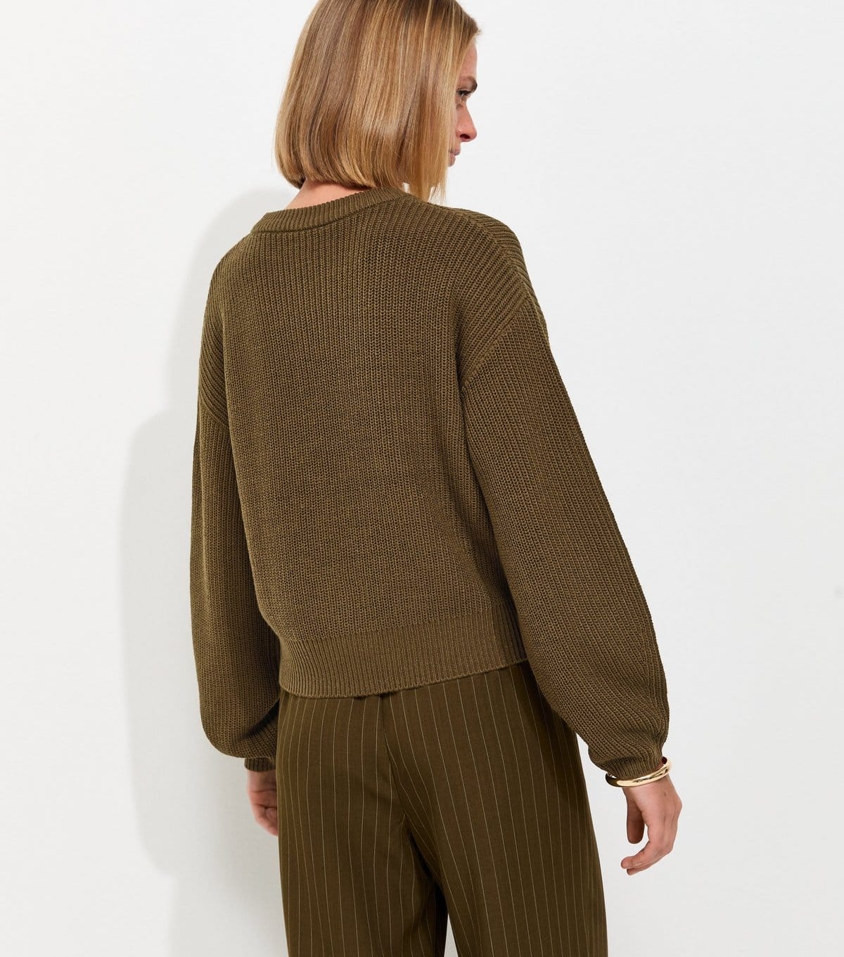 New Look Women's Dark Khaki Ribbed Knit Meet The Jean Jumper New Look - 4