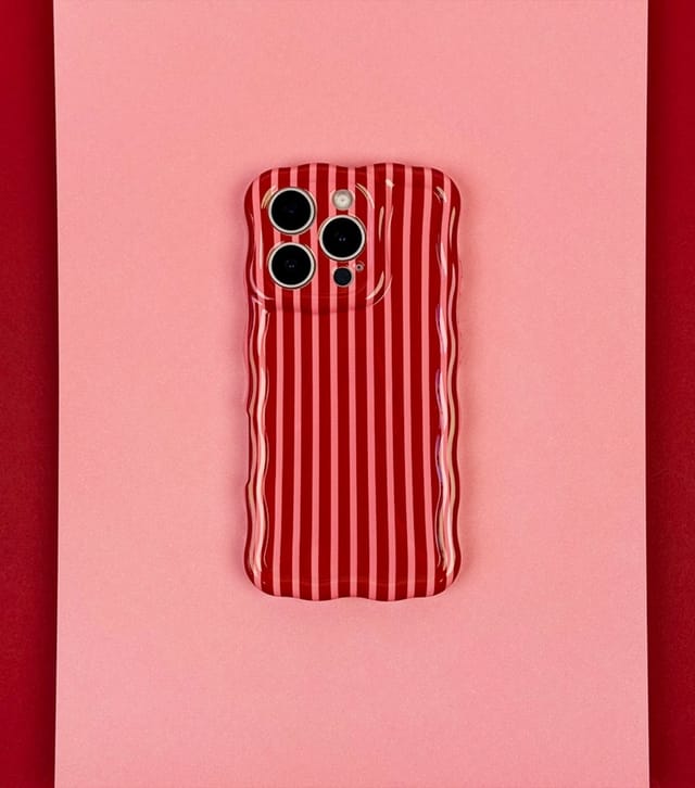 Coconut Lane Red Stripes Wavy Phone Case Coconut Lane New Look - 2