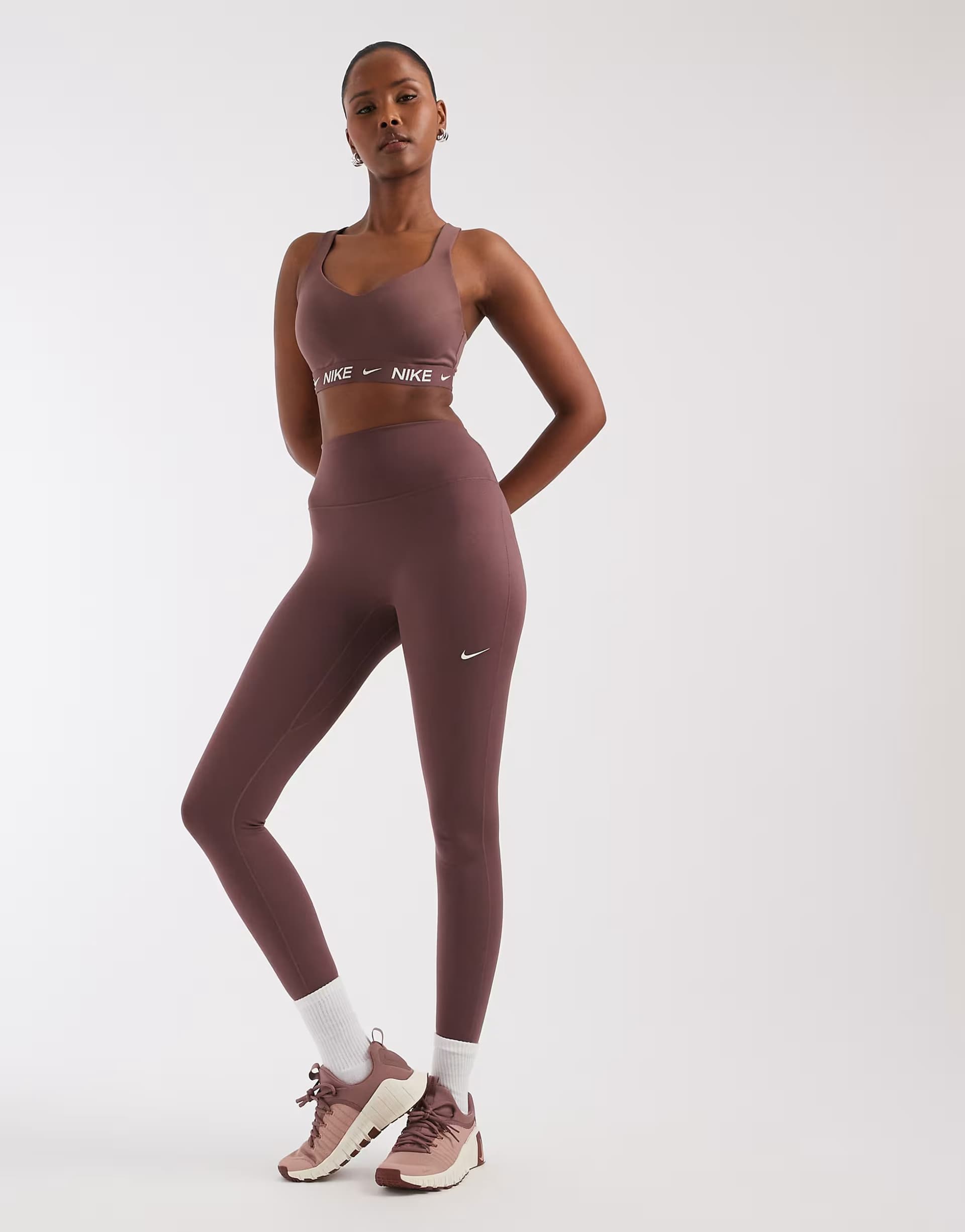 ASOS Nike One Training Dri-FIT seamless high waisted leggings in dark purple