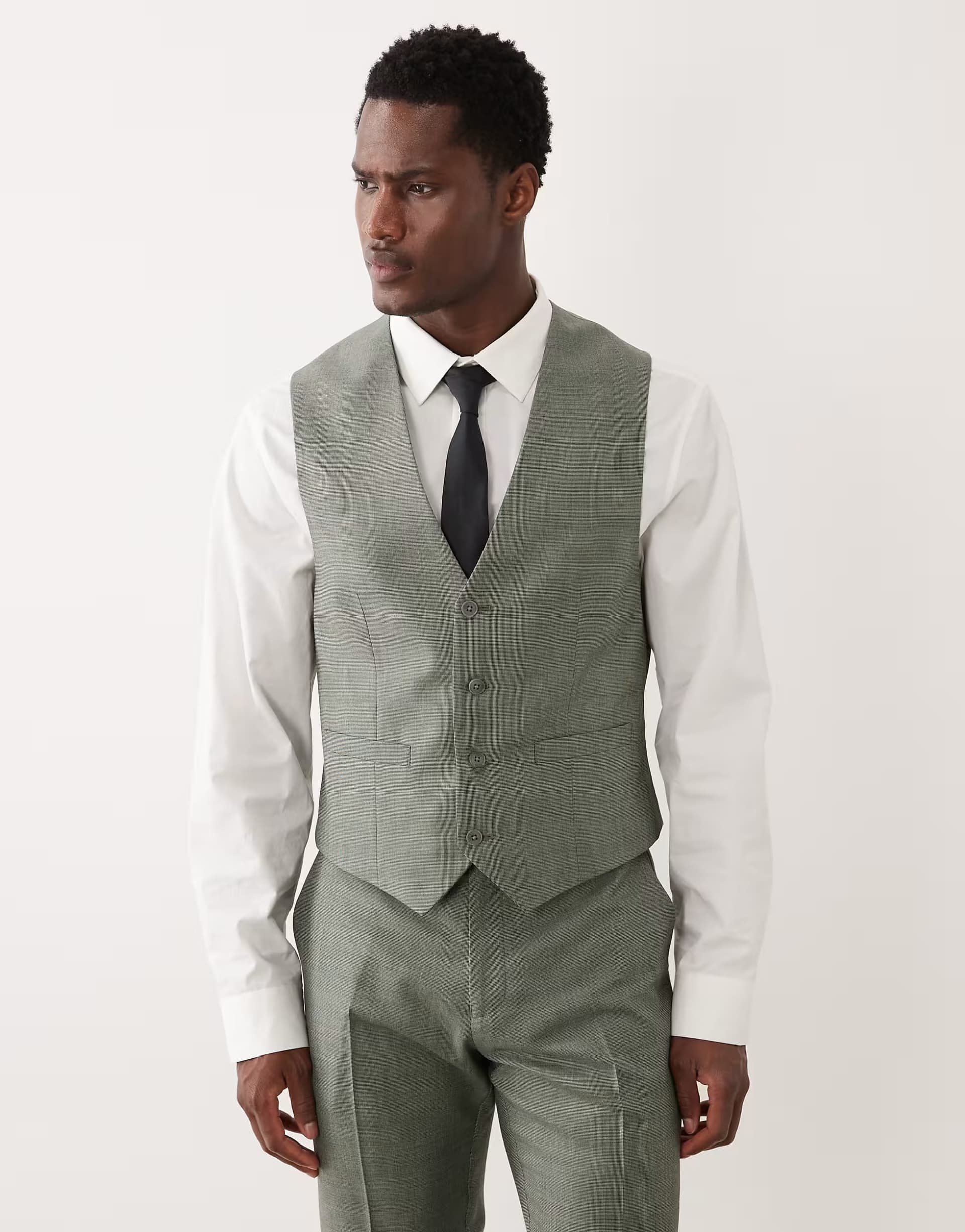 ASOS ASOS DESIGN slim suit waistcoat in mid green washable wool blend