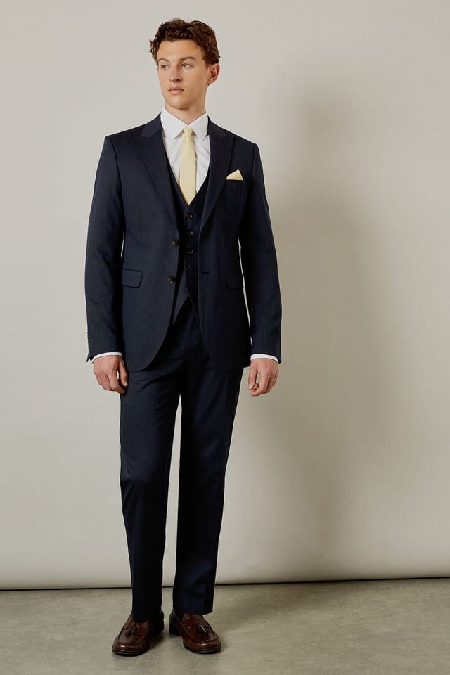 Burton Burton Men's Navy Pinstripe Waistcoat - 2