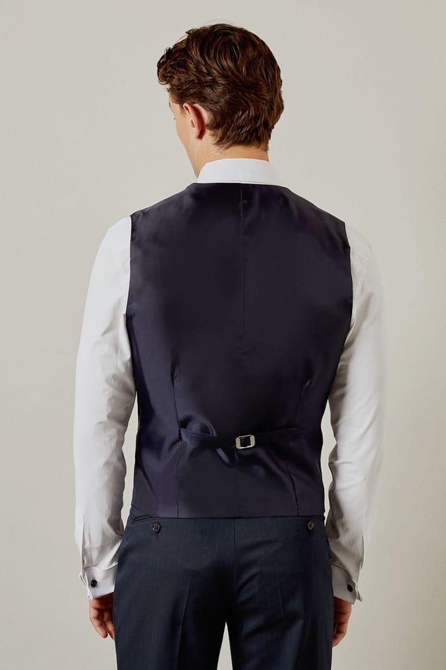 Burton Burton Men's Navy Pinstripe Waistcoat - 3