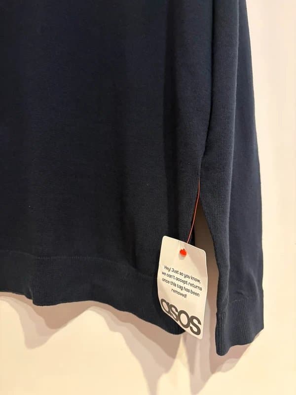 ASOS Design ASOS Design Men's Oversized Round Neck Long Sleeves Knitted Jumper Sweater Sweatshirt Top Navy S