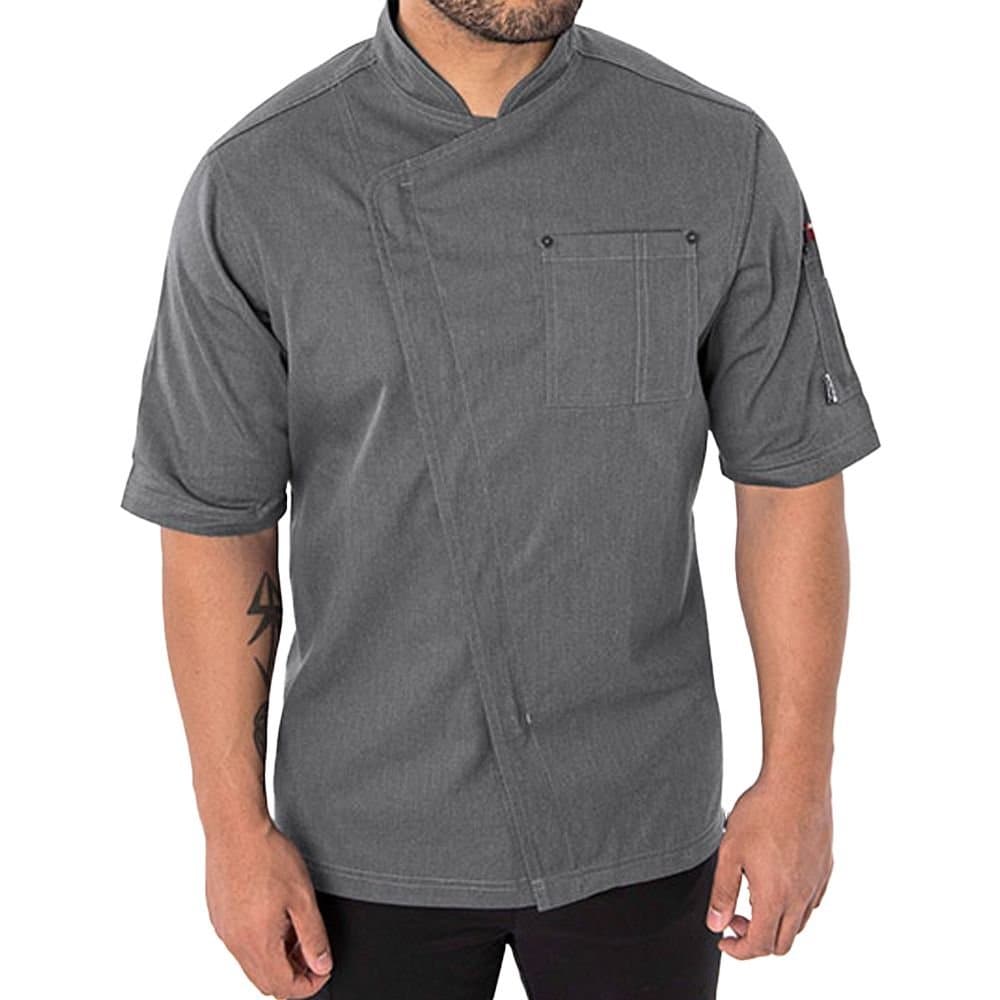 Le Chef Le Chef Men's Asymmetric Chef Jacket in Grey