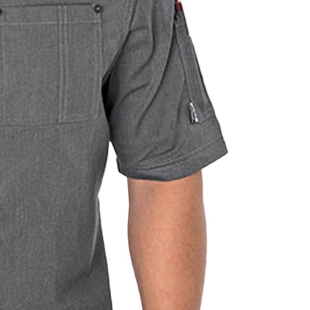 Le Chef Le Chef Men's Asymmetric Chef Jacket in Grey - 2