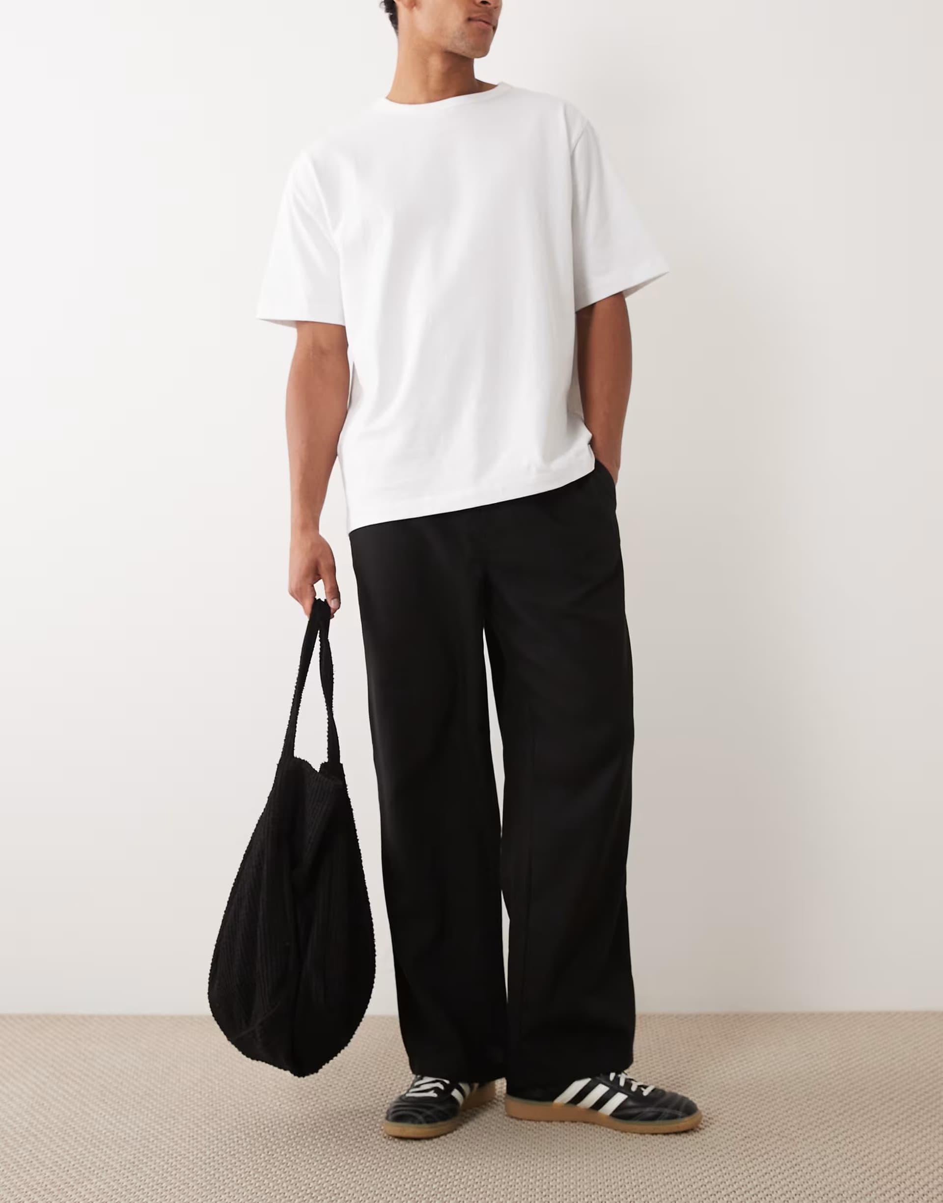 ASOS New Look co-ord wide leg linen look trousers in black