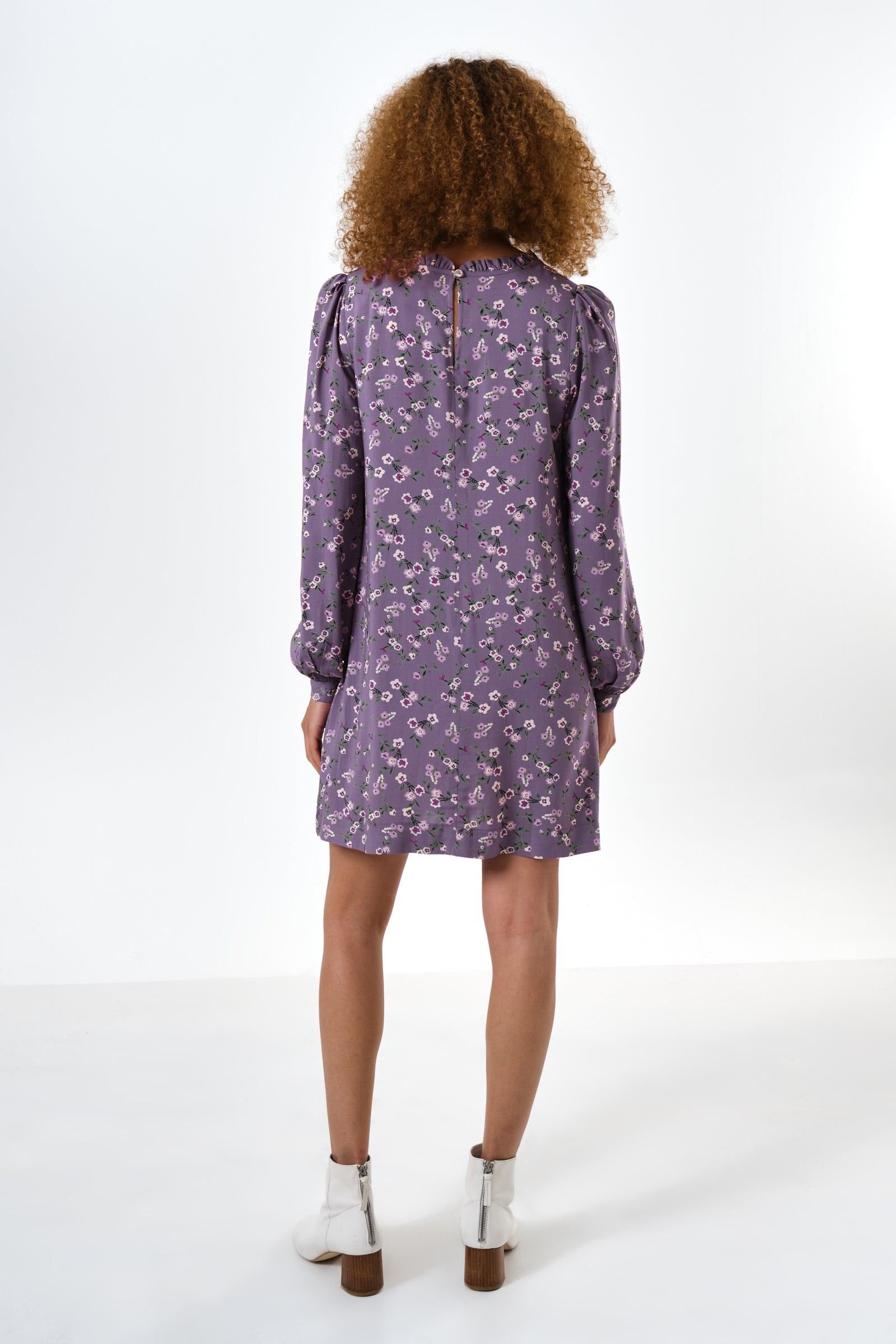 Louche Louche Women's Sola Naïve Posy Print Long Sleeve Mini Dress - Violet in Purple - 2