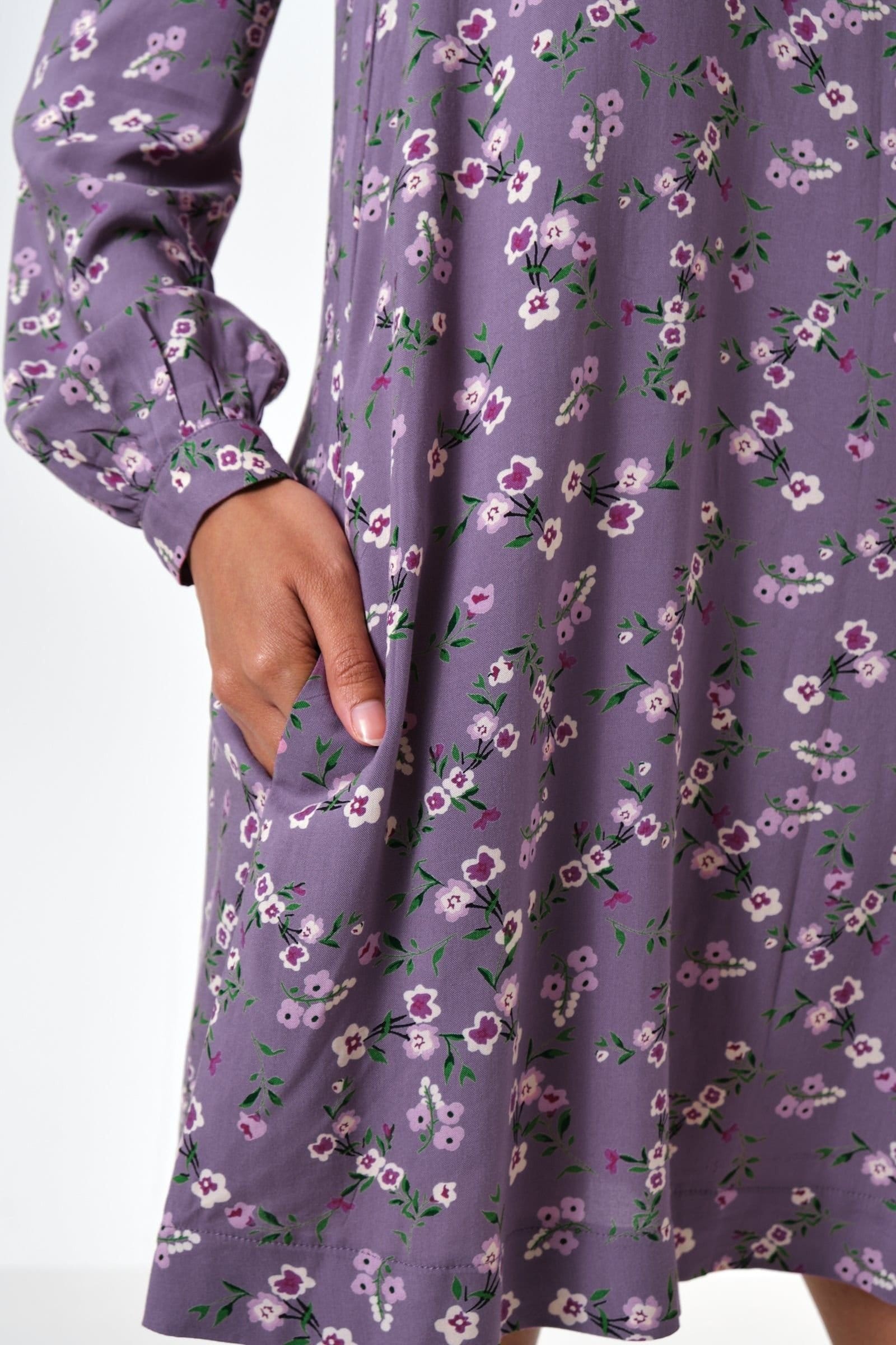 Louche Louche Women's Sola Naïve Posy Print Long Sleeve Mini Dress - Violet in Purple - 4