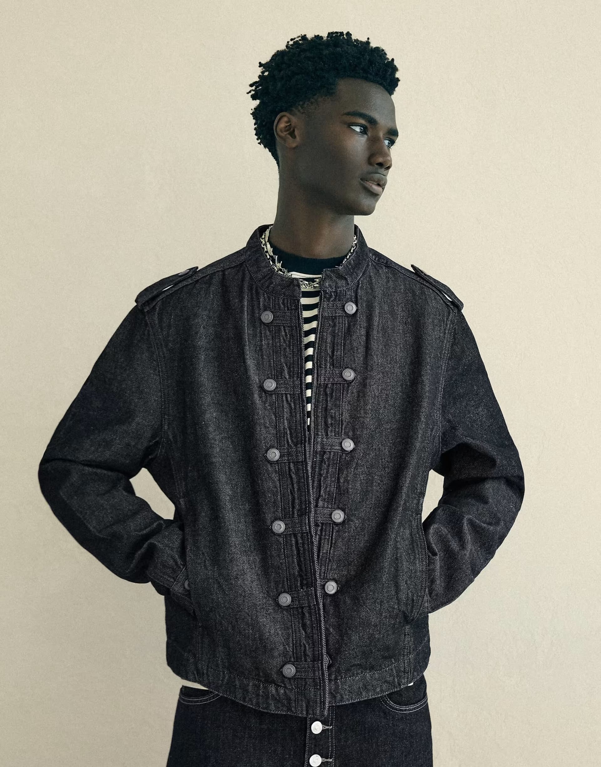 ASOS Bershka Denim shirt with buttons in blue