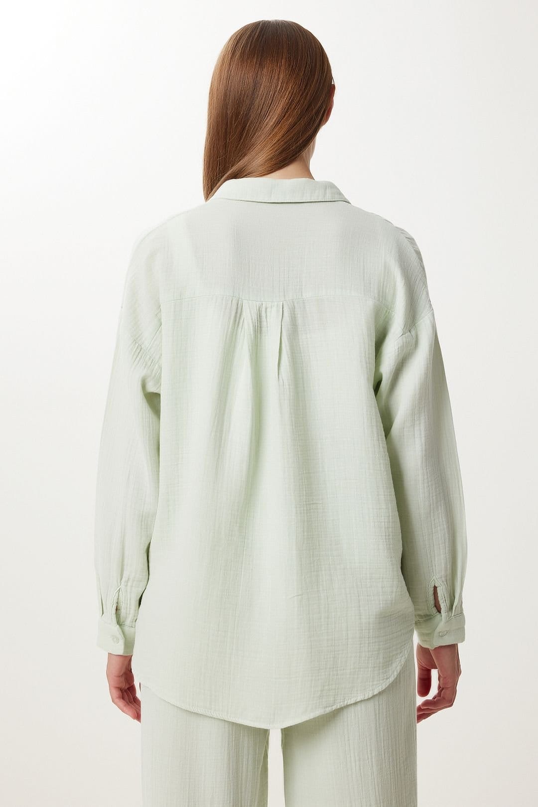 Happiness Istanbul Happiness Istanbul Women's High Waist Wide Leg Two-Piece Co-ord Set with Shirt Collar in Mint - 4