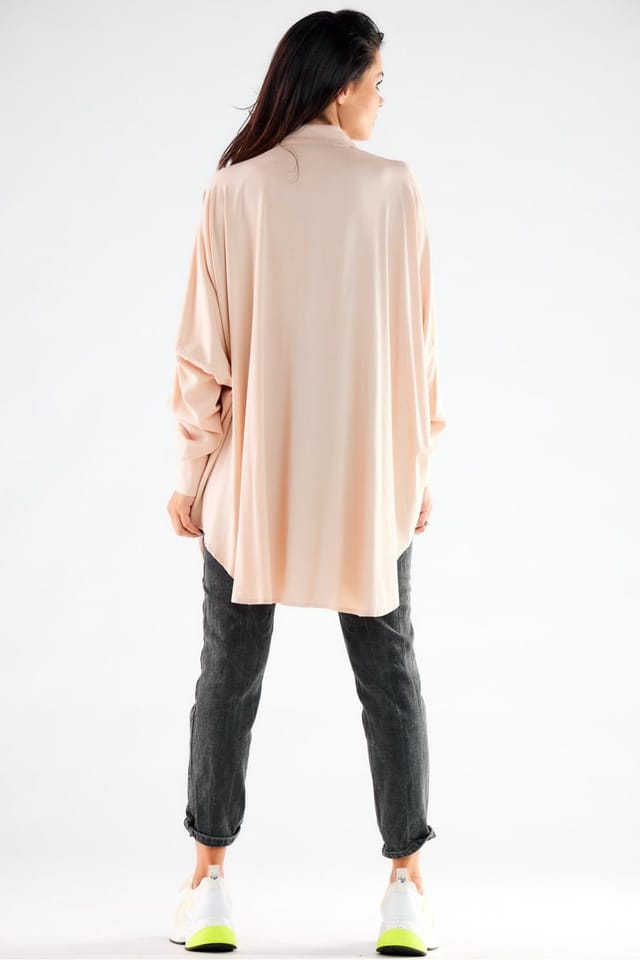 Love Lace Love Lace Women's Loose Fit Long Sleeve Shirt Dress Oversize in Beige - 3