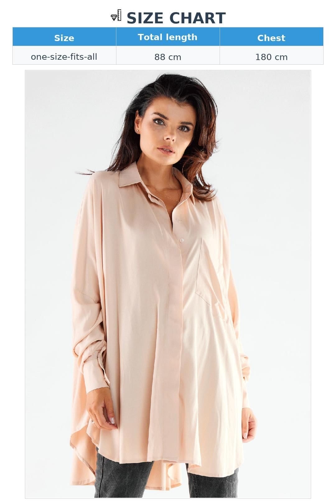 Love Lace Love Lace Women's Loose Fit Long Sleeve Shirt Dress Oversize in Beige - 4