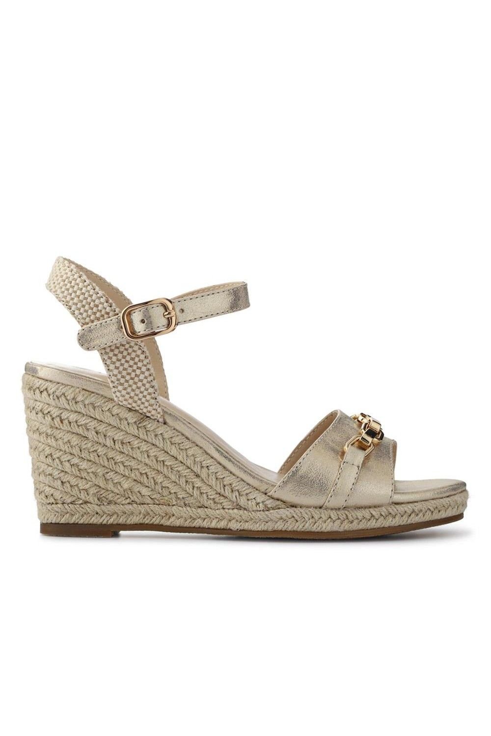 Pavers Pavers Women's Buckled Wedge-Heel Espadrilles in Gold - 2