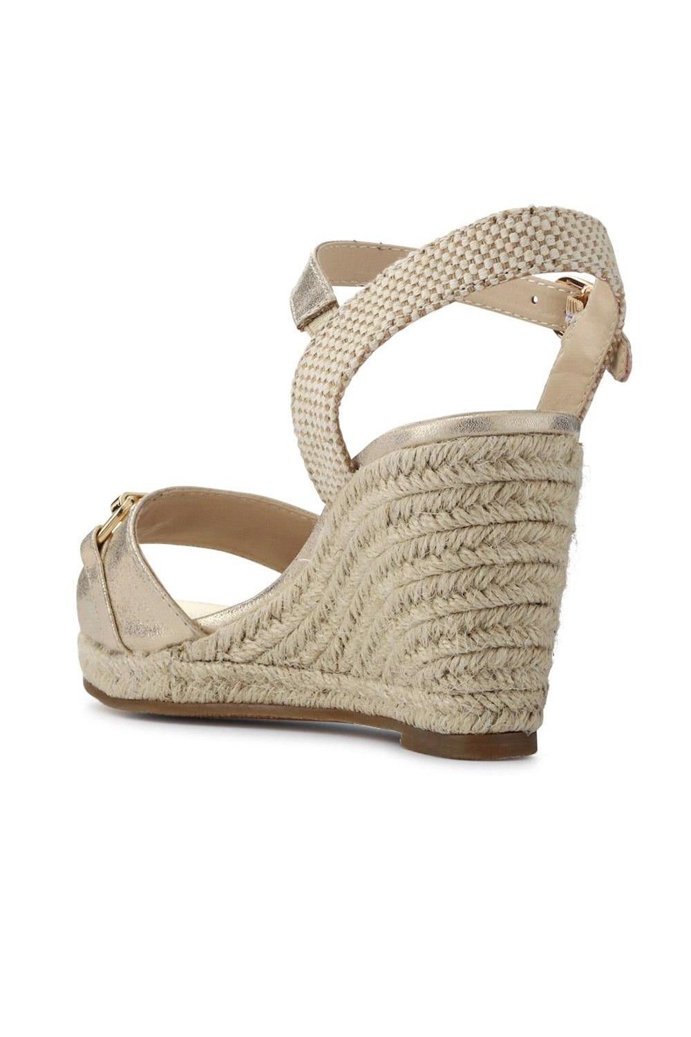 Pavers Pavers Women's Buckled Wedge-Heel Espadrilles in Gold - 3