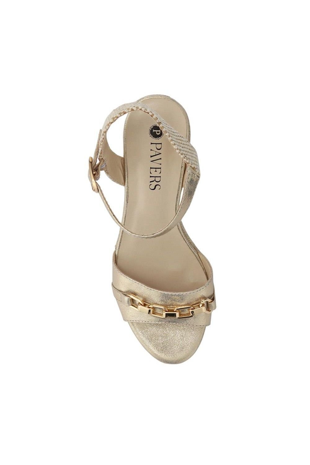 Pavers Pavers Women's Buckled Wedge-Heel Espadrilles in Gold - 4