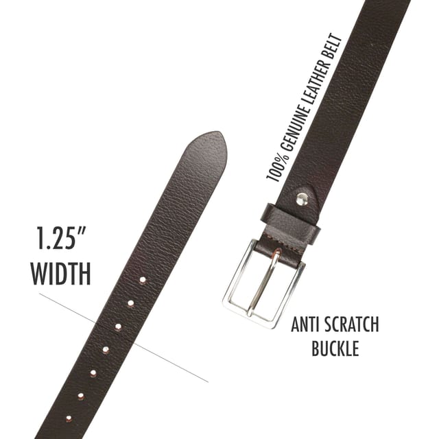 Woodland Leathers Woodland Leathers Men's Leather Belts, Genuine Leather belt 1.25" Width in Brown - 3