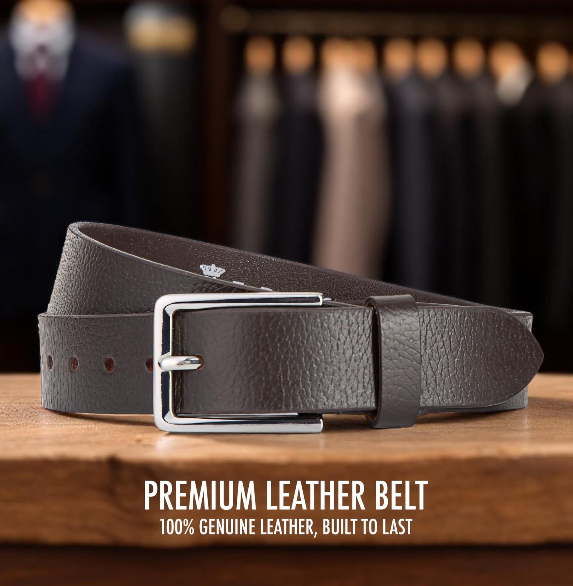 Woodland Leathers Woodland Leathers Men's Leather Belts, Genuine Leather belt 1.25" Width in Brown - 4