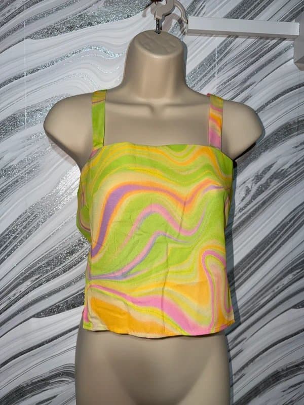 ASOS Design Asos Design Bright Swirl Print Strappy Crop Cami Top | Size UK 6 | BNWOT