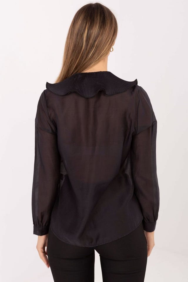 Love Lace Love Lace Women's Elegant Tencel Polyester Long Sleeve Shirt in Black - 3