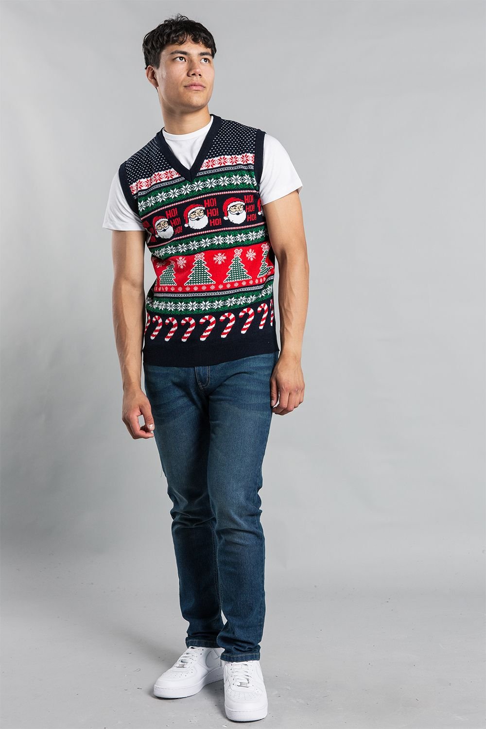 Tokyo Laundry Tokyo Laundry Men's Christmas V Neck Jacquard Knitted Vest in Dark Navy - 3