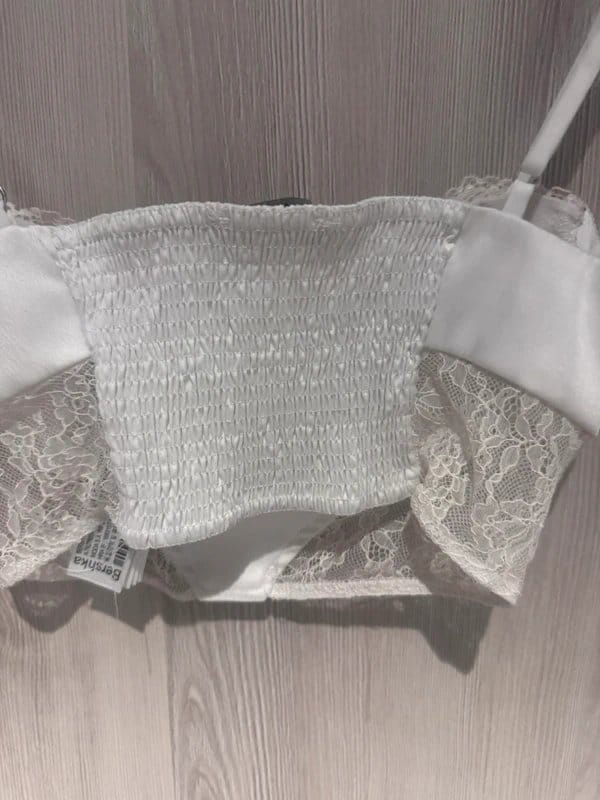 Bershka White Lace Crop Top