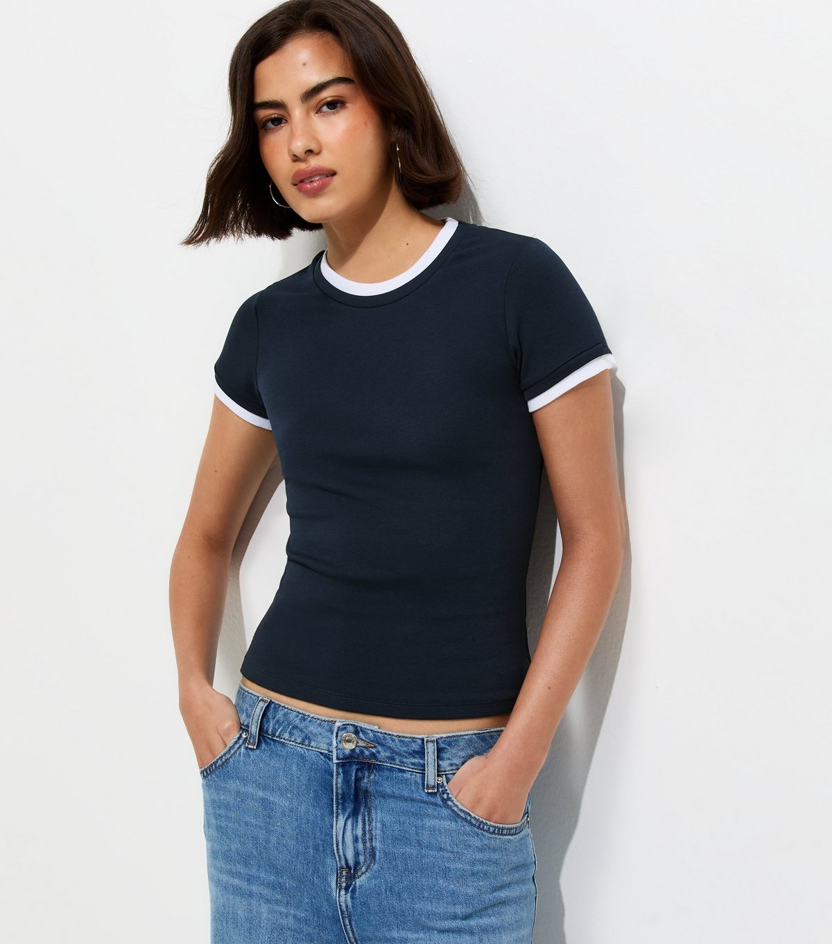 New Look Women's Navy Layered Baby Tee T-Shirt New Look - 2